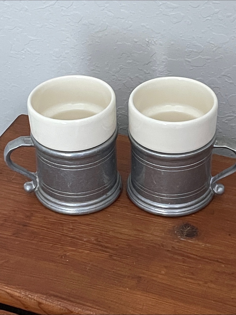 Wilton Armetale VTG Pewter Tavern Mugs WITH Ceramic inserts Lo